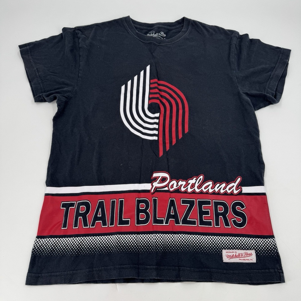 Mitchell & Ness Portland Trail Blazers Black Red White Graphic Tee